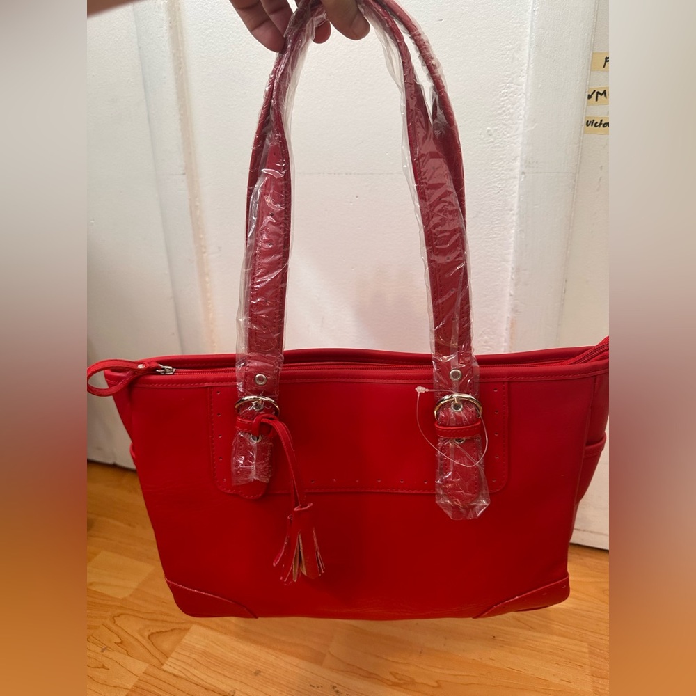 Elegant Red leather Women's Handbag